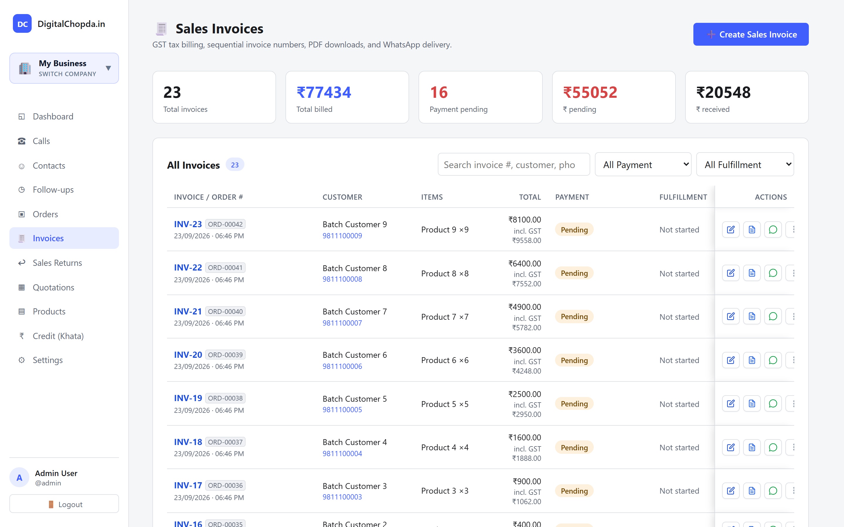 DigitalChopda Sales Invoices & Multi-Company Software